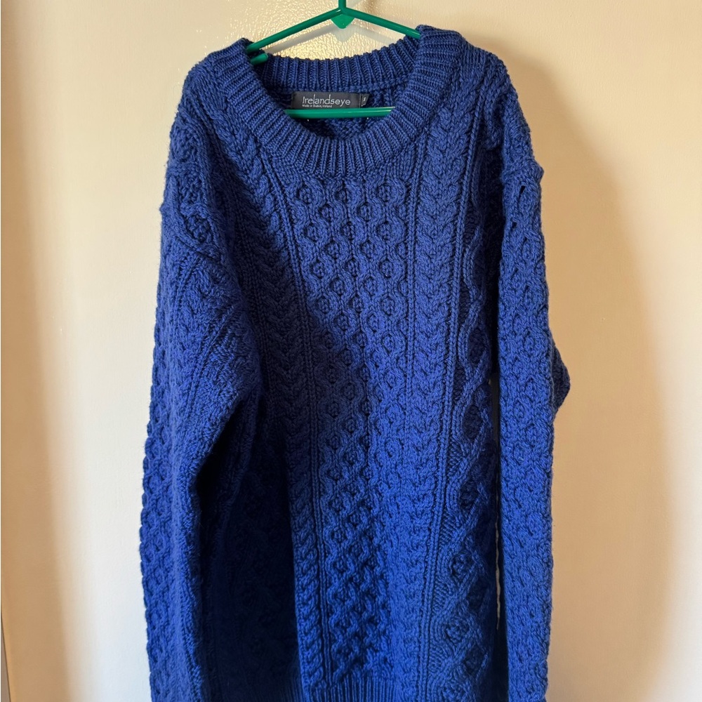 Ireland’s Eye Blue Cable Knit Wool Sweater